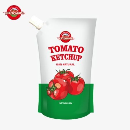आईएसओ-मानक 56 ग्राम शुद्ध प्राकृतिक स्वाद के साथ केचप पाउच, अंतर्राष्ट्रीय उत्पादन मानकों के अनुरूप