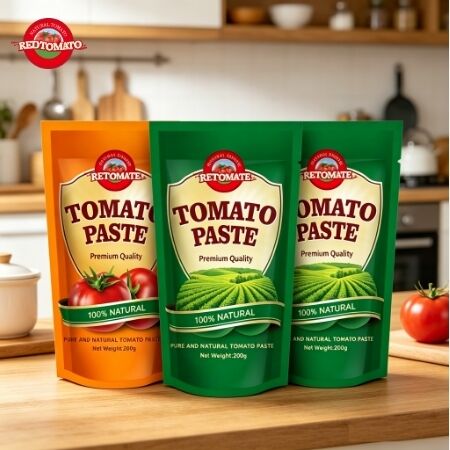 200g Stand Up Sachet Tomato Paste with Triple Concentration Meets ISO, HACCP, and BRC Standards