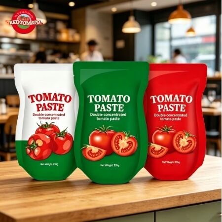 210 ग्राम स्टैंड-अप पॉकेट टमाटर पेस्ट के साथ ISO HACCP BRC FDA मानक